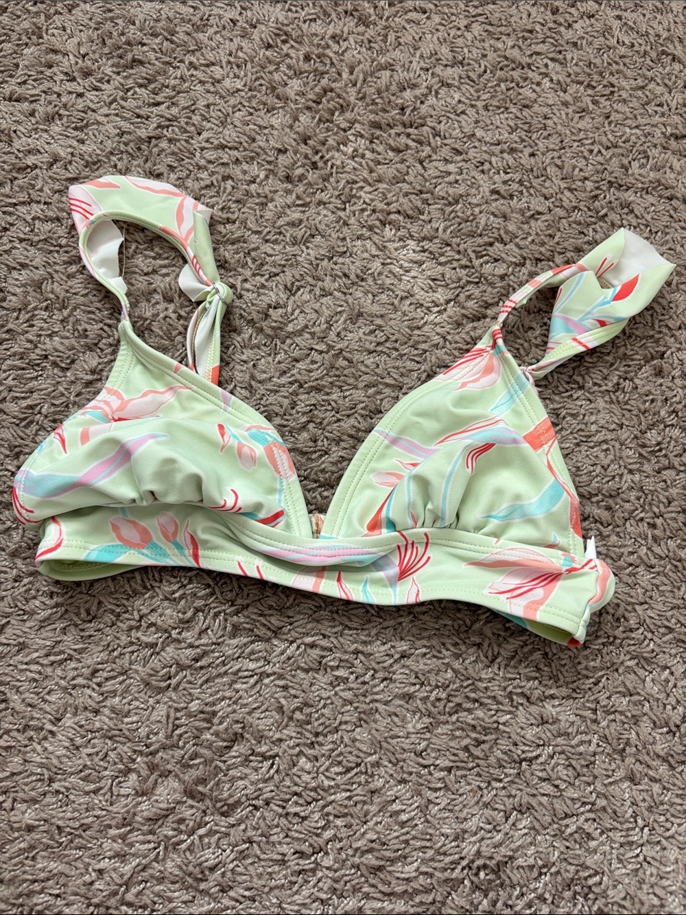 Light Green Floral Swim Top